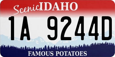 ID license plate 1A9244D