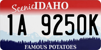 ID license plate 1A9250K