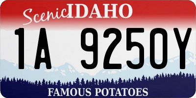 ID license plate 1A9250Y