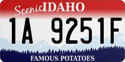 ID license plate 1A9251F