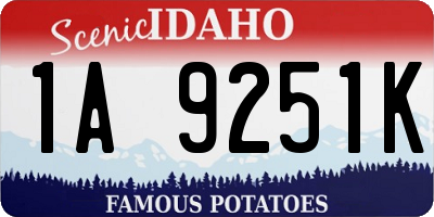 ID license plate 1A9251K