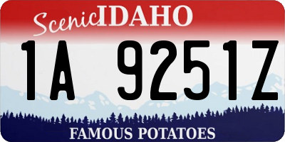 ID license plate 1A9251Z