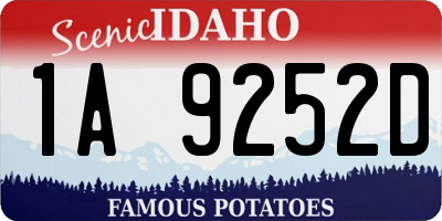 ID license plate 1A9252D