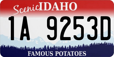 ID license plate 1A9253D