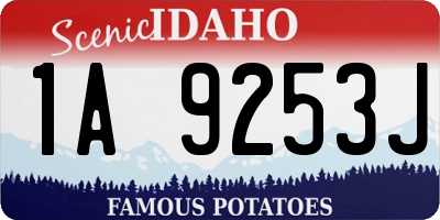 ID license plate 1A9253J