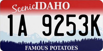 ID license plate 1A9253K