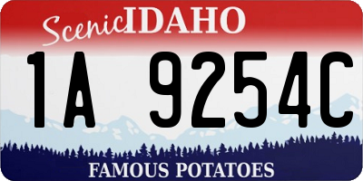 ID license plate 1A9254C