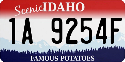ID license plate 1A9254F