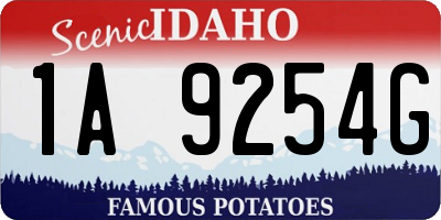 ID license plate 1A9254G