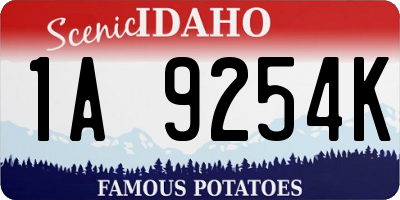 ID license plate 1A9254K