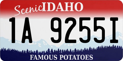 ID license plate 1A9255I