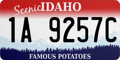 ID license plate 1A9257C
