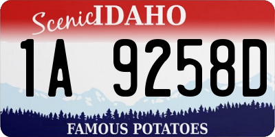 ID license plate 1A9258D