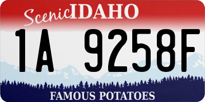 ID license plate 1A9258F