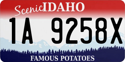 ID license plate 1A9258X