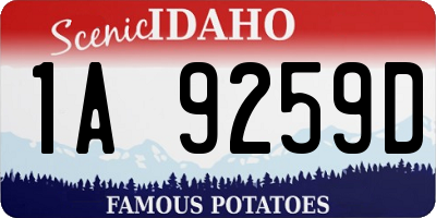 ID license plate 1A9259D