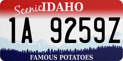 ID license plate 1A9259Z