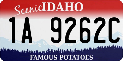 ID license plate 1A9262C