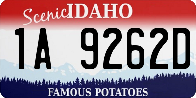 ID license plate 1A9262D