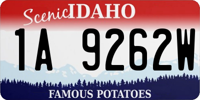 ID license plate 1A9262W