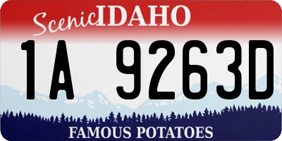 ID license plate 1A9263D
