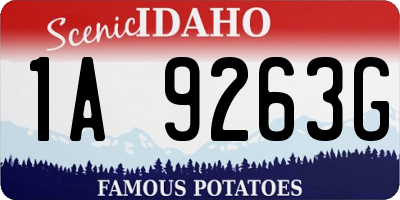 ID license plate 1A9263G