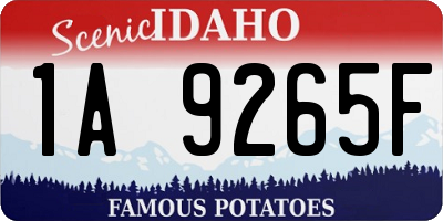 ID license plate 1A9265F