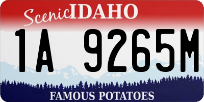 ID license plate 1A9265M