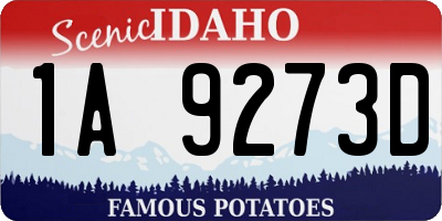 ID license plate 1A9273D
