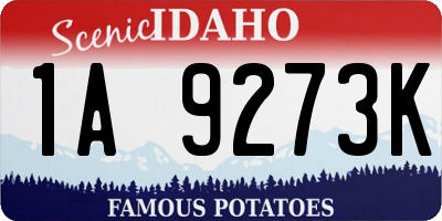 ID license plate 1A9273K