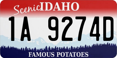 ID license plate 1A9274D