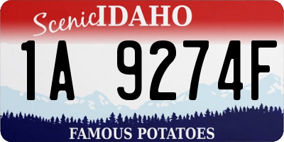ID license plate 1A9274F