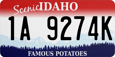 ID license plate 1A9274K