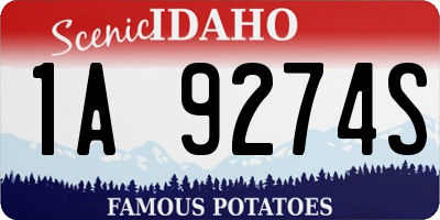 ID license plate 1A9274S