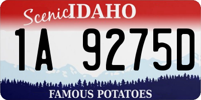 ID license plate 1A9275D