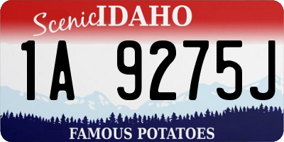 ID license plate 1A9275J