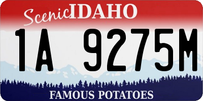 ID license plate 1A9275M
