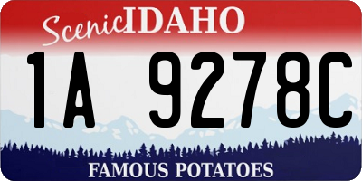 ID license plate 1A9278C