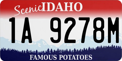 ID license plate 1A9278M