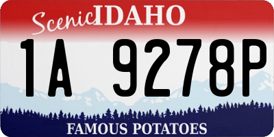 ID license plate 1A9278P