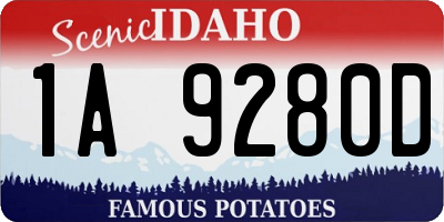 ID license plate 1A9280D