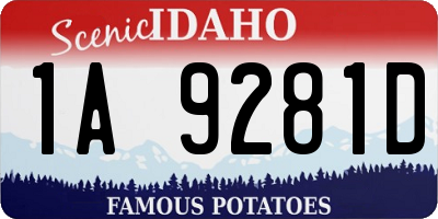 ID license plate 1A9281D