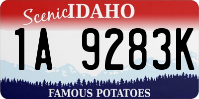 ID license plate 1A9283K