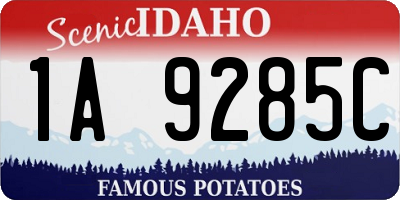 ID license plate 1A9285C
