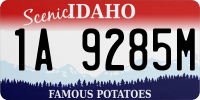 ID license plate 1A9285M