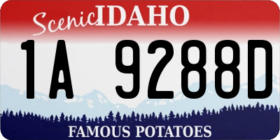 ID license plate 1A9288D