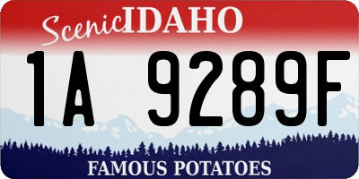 ID license plate 1A9289F