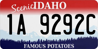 ID license plate 1A9292C