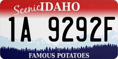 ID license plate 1A9292F