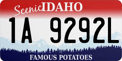 ID license plate 1A9292L